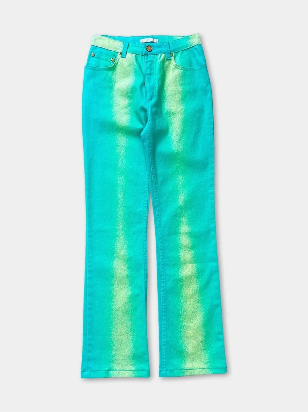 Vintage Roberto Cavalli Turquoise Green and Yellow Ombre Jeans